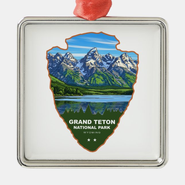 Grand Teton National Park Wyoming Arrowhead Metal Tree Decoration (Front)