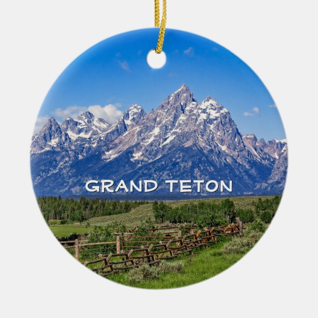 Grand Teton National Park, Wyoming Ceramic Tree Decoration (Front)