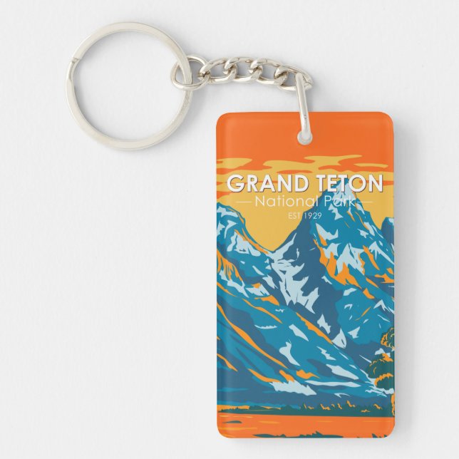 Grand Teton National Park Wyoming Double Sided Key Ring (Front)