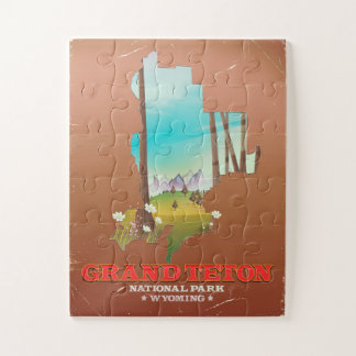 Grand Teton National Park Wyoming Map Jigsaw Puzzle