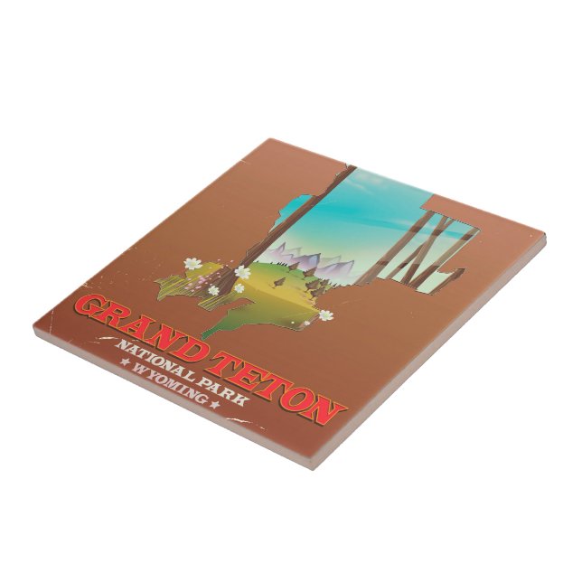 Grand Teton National Park Wyoming Map Tile (Side)