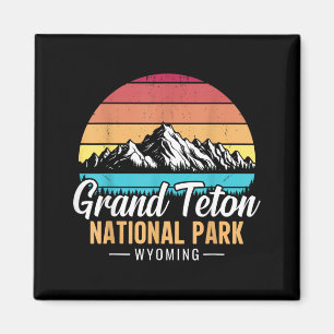 Grand Teton National Park Wyoming Retro Mountains Magnet