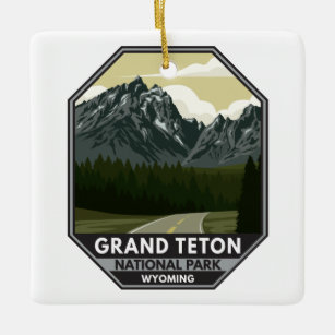 Grand Teton National Park Wyoming Road Vintage Ceramic Ornament