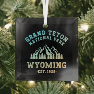 Grand Teton National Park Wyoming USA Glass Tree Decoration