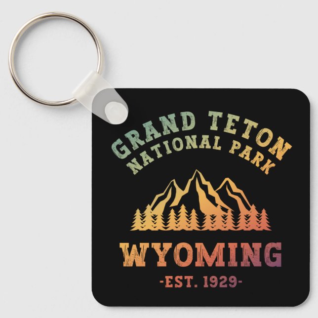 Grand Teton National Park Wyoming USA Gradient Key Ring (Front)