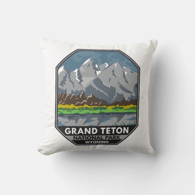 Grand Teton National Park Wyoming Vintage  Cushion (Front)