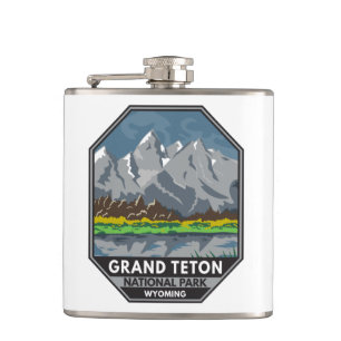 Grand Teton National Park Wyoming Vintage Hip Flask