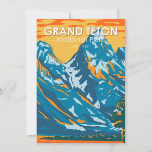 Grand Teton National Park Wyoming Vintage  Holiday Card
