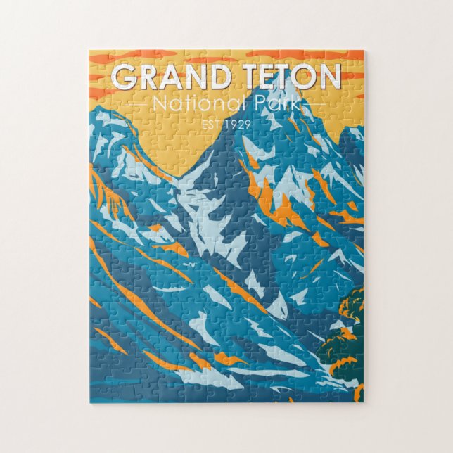 Grand Teton National Park Wyoming Vintage  Jigsaw Puzzle (Vertical)