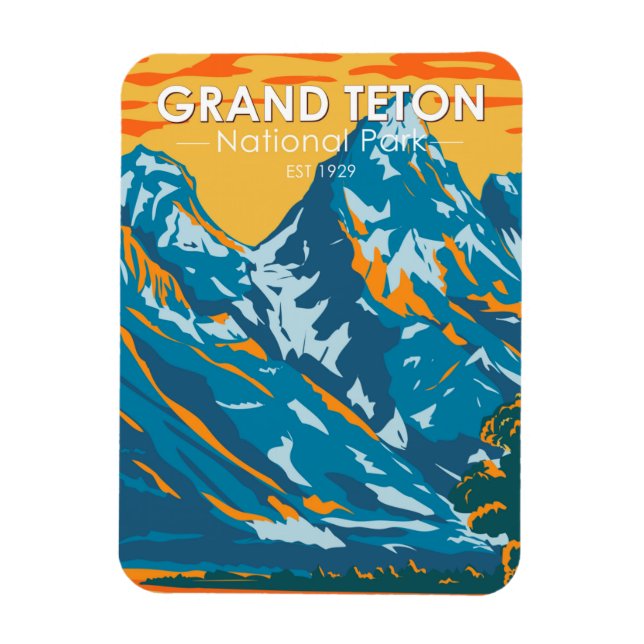  Grand Teton National Park Wyoming Vintage Magnet (Vertical)