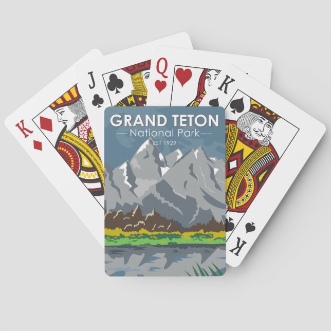 Grand Teton National Park Wyoming Vintage Playing Cards (Back)