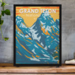 Grand Teton National Park Wyoming Vintage Poster<br><div class="desc">Grand Teton vector artwork in a window style design. The park includes the major peaks of the Teton Range as well as most of the northern sections of the valley known as Jackson Hole.</div>
