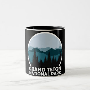 Grand Teton National Park Wyoming Vintage Retro Two-Tone Coffee Mug