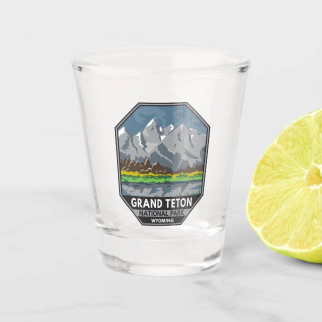 Grand Teton National Park Wyoming Vintage  Shot Glass (Front)