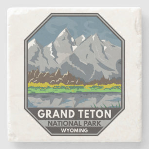 Grand Teton National Park Wyoming Vintage Stone Coaster