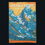 Grand Teton National Park Wyoming Vintage Tea Towel<br><div class="desc">Grand Teton vector artwork in a window style design. The park includes the major peaks of the Teton Range as well as most of the northern sections of the valley known as Jackson Hole.</div>