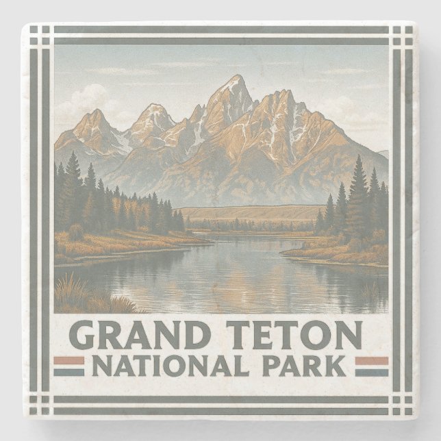 Grand Teton National Stone Coaster (Front)