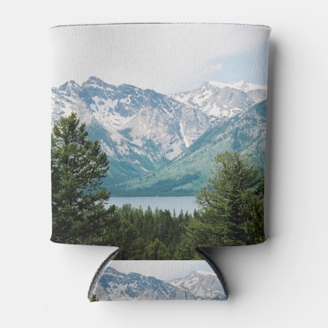 Grand Teton Range Across Jackson Lake Can Cooler (Front)
