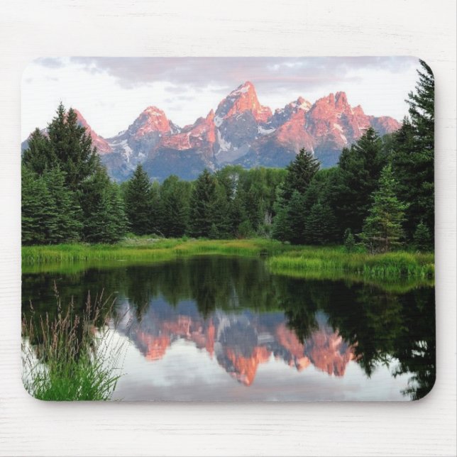 Grand Teton Reflections Over the Beaver Pond Mouse Mat (Front)