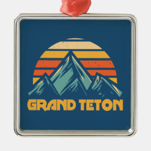 Grand Teton Retro Turquoise Metal Tree Decoration