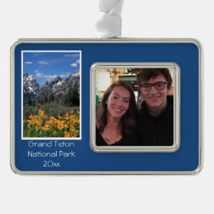 Grand Teton Springtime Souvenir Photo Christmas Or Silver Plated Framed Ornament