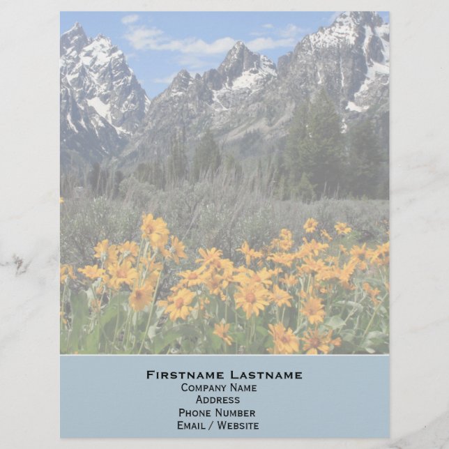 Grand Teton Springtime Souvenir Photo Customised Letterhead (Front)