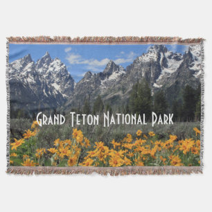 Grand Teton Springtime Souvenir Photo Throw Blanket