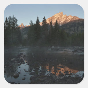 Grand Teton Sunrise at Cottonwood Creek Square Sticker