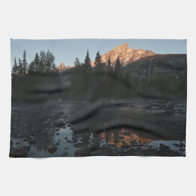 Grand Teton Sunrise at Cottonwood Creek Tea Towel (Horizontal)