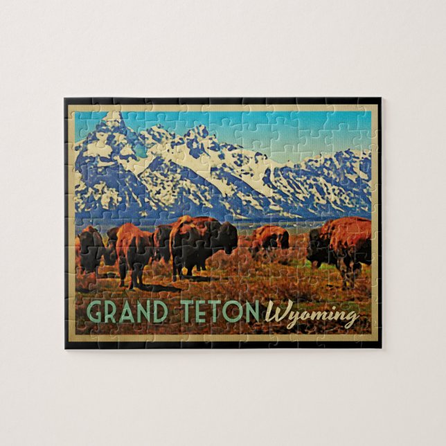 Grand Teton Wyoming Buffalo Jigsaw Puzzle (Horizontal)
