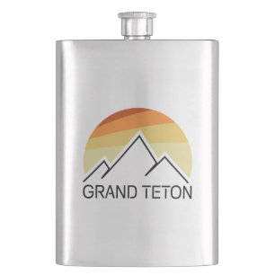 Grand Teton Wyoming Retro Hip Flask