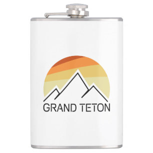 Grand Teton Wyoming Retro Hip Flask