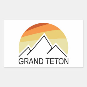 Grand Teton Wyoming Retro Rectangular Sticker