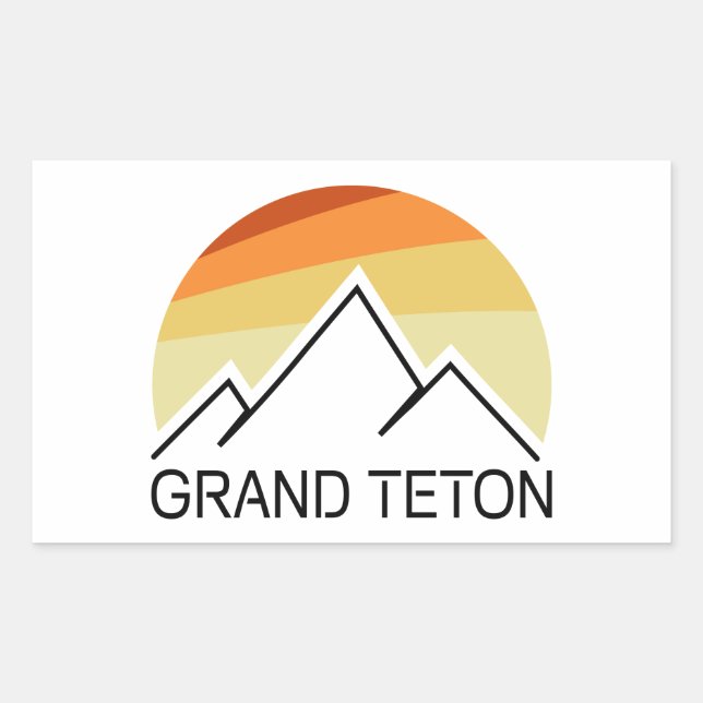 Grand Teton Wyoming Retro Rectangular Sticker (Front)