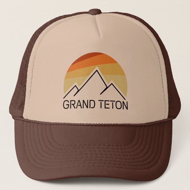 Grand Teton Wyoming Retro Trucker Hat (Front)