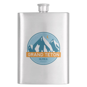 Grand Teton Wyoming Stars Moon Hip Flask