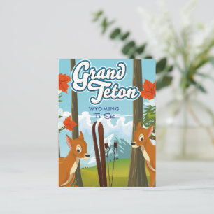 Grand Teton Wyoming to ski. Postcard