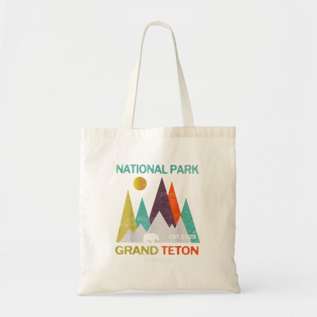 Grand Teton Wyoming US National Park Camping Hikin Tote Bag (Front)
