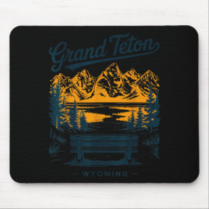 Grand Teton Wyoming Vintage Travel Scenic View Mouse Mat