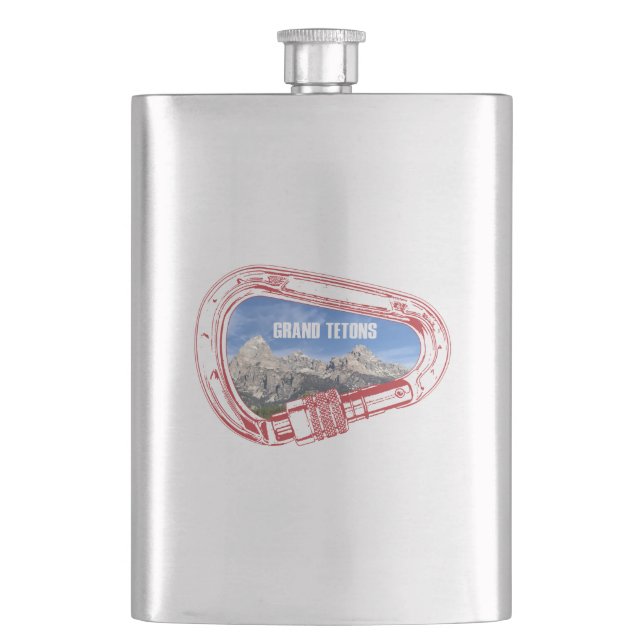Grand Tetons Climbing Carabiner Hip Flask (Front)
