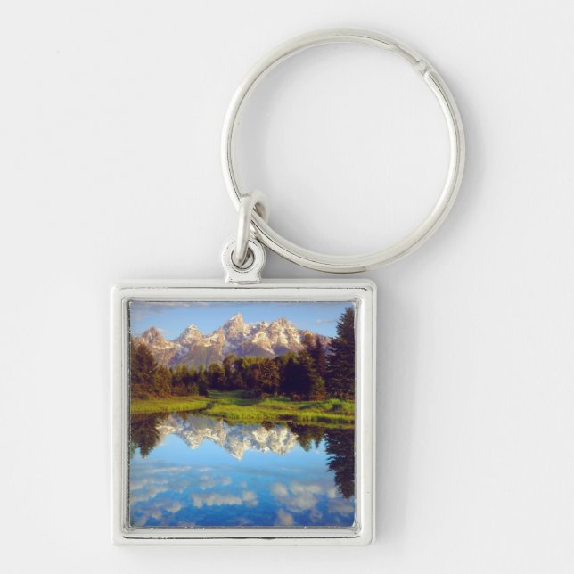 Grand Tetons reflecting in the Snake River Key Ring (Front)