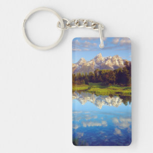 Grand Tetons reflecting in the Snake River Key Ring