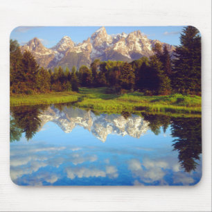 Grand Tetons reflecting in the Snake River Mouse Mat
