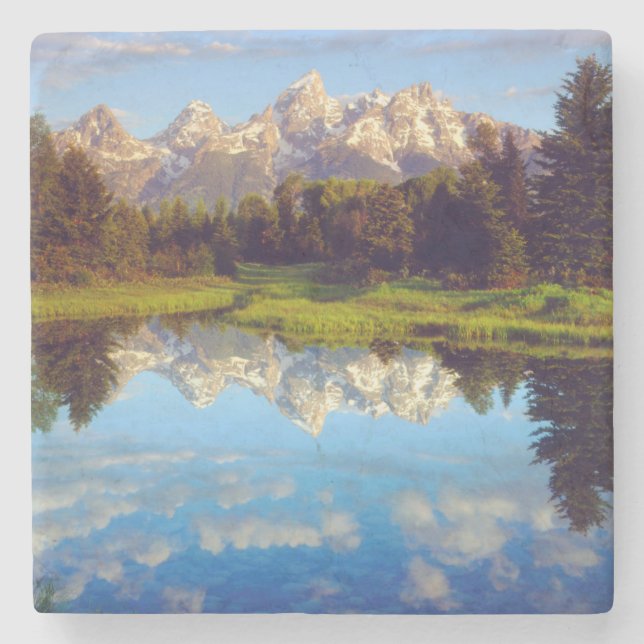 Grand Tetons reflecting in the Snake River Stone Coaster (Front)