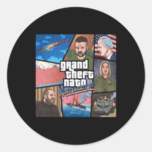 Grand Theft Nato Ukraine Counter Offensive War Pro Classic Round Sticker