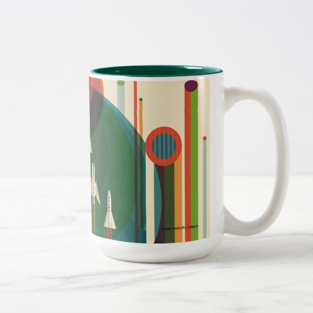 Grand Tour - Retro NASA Travel Poster Two-Tone Mug (Right)