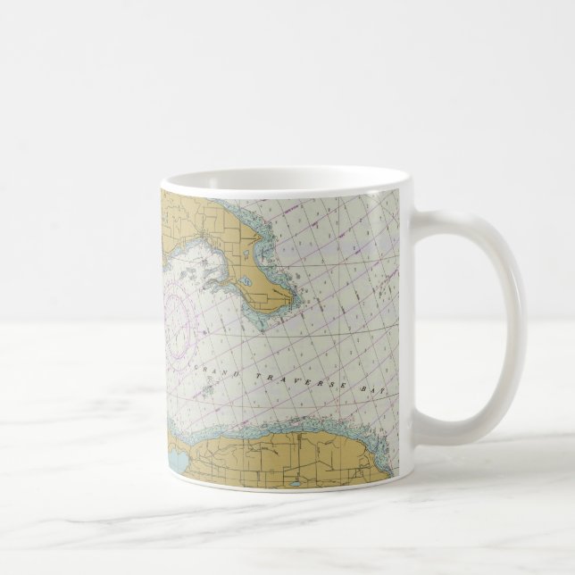 Grand Traverse Bay Michigan Nautical Chart Mug (Right)
