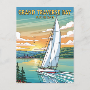 Grand Traverse Bay Michigan Travel Postcard