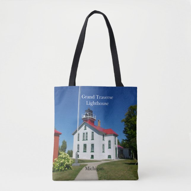 Grand Traverse Lighthouse all over tote bag (Front)