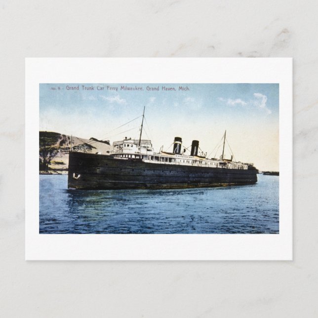 Grand Trunk Car Ferry Milwaukee, Grand Haven, MI Postcard (Front)